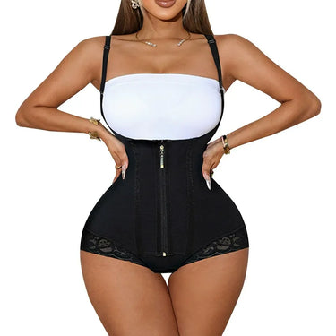 Lace Front Zipper Open Bust Hip Lift Body Shaper